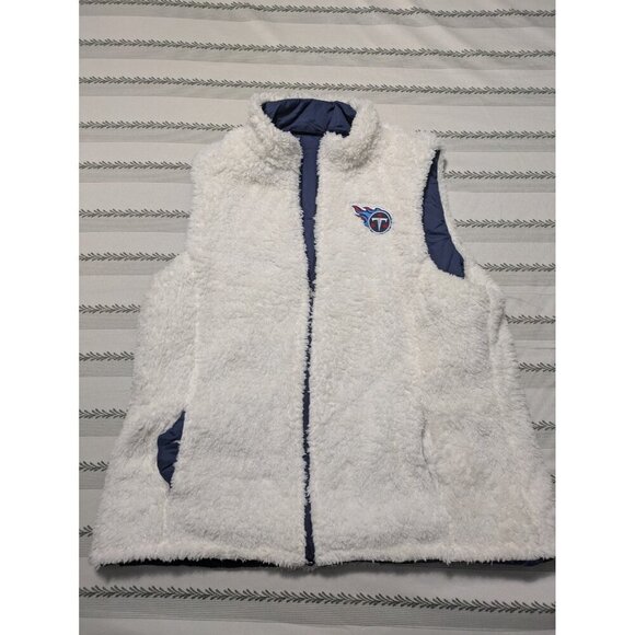 NFL Team Women's Reversible Full Zip Sherpa Vest White Tennessee Titans XL - Picture 1 of 6